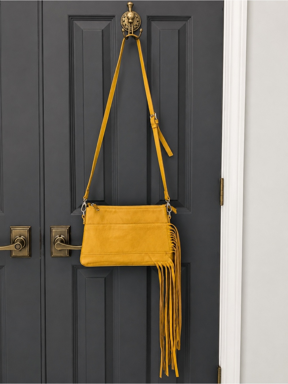Urban Originals Mustard Yellow Fringe Crossbody Bag